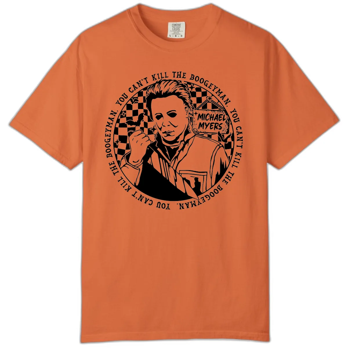 Michael Myers Boogeyman Halloween Graphic Comfort Color in Burnt Orange