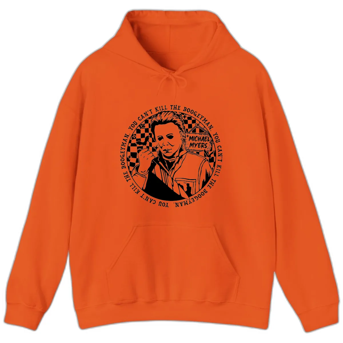 Michael Myers Boogeyman Halloween Graphic Hoodie in Orange