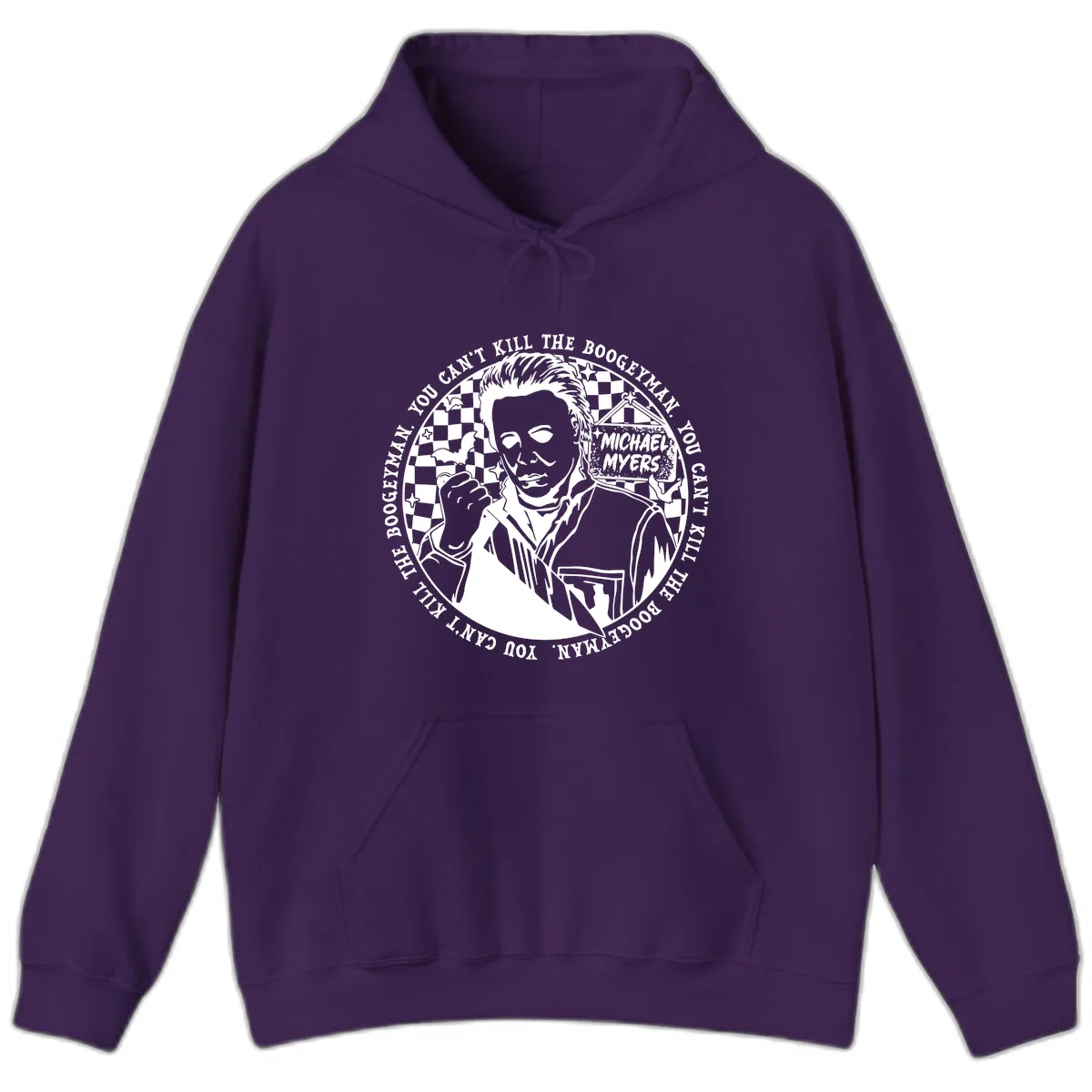 Michael Myers Boogeyman Halloween Graphic Hoodie in Purple