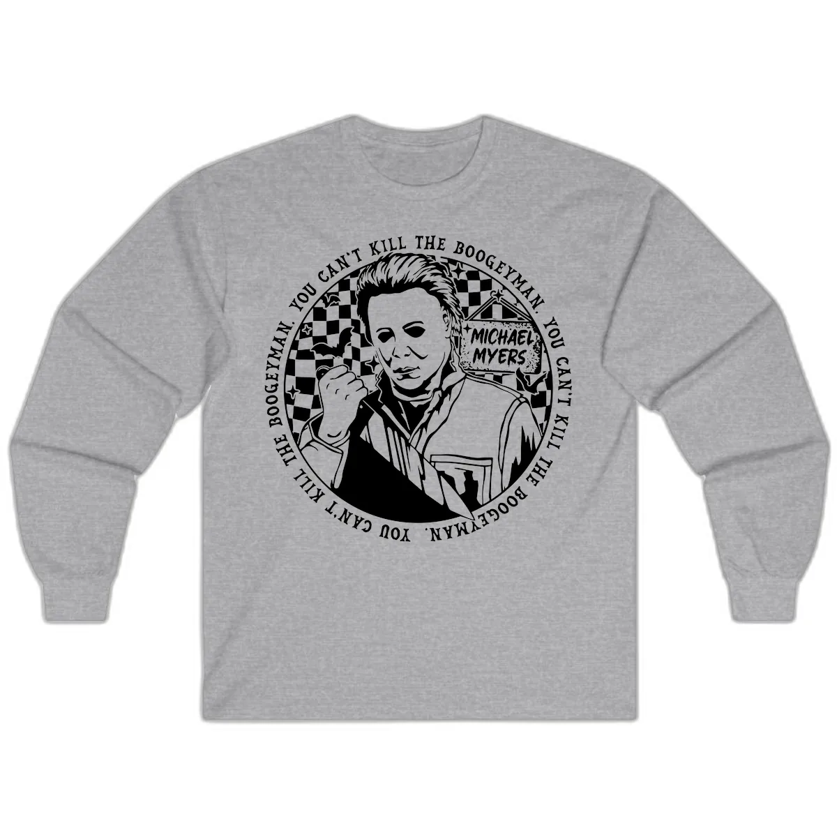 Michael Myers Boogeyman Halloween Graphic Long Sleeve in Sport Grey