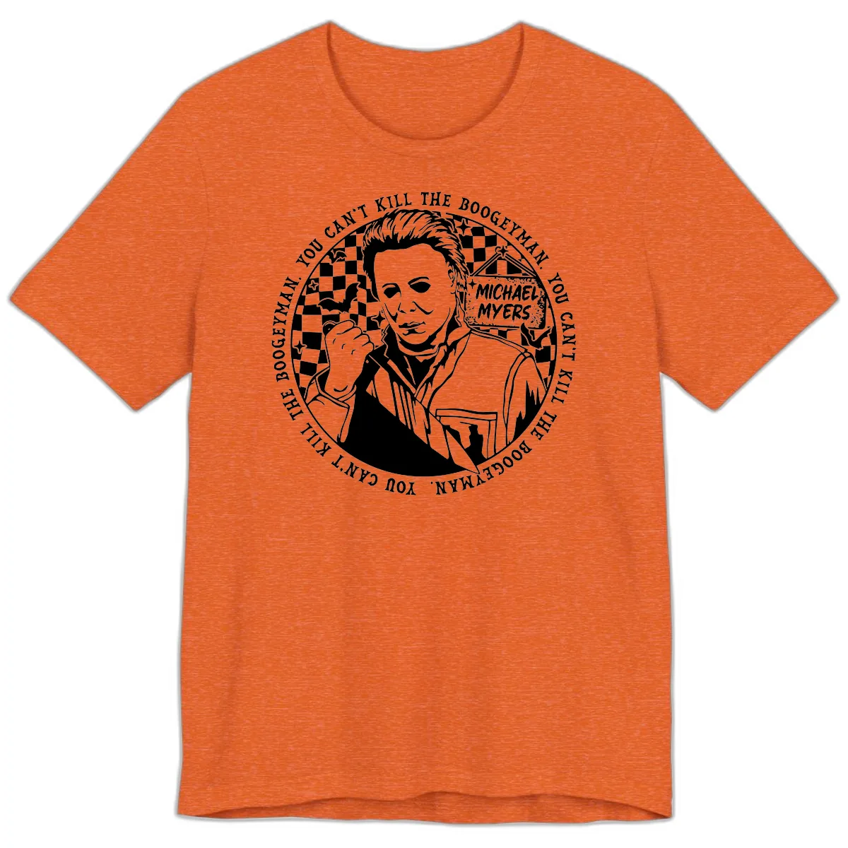 Michael Myers Boogeyman Halloween Graphic Premium T-Shirt in Heather Orange