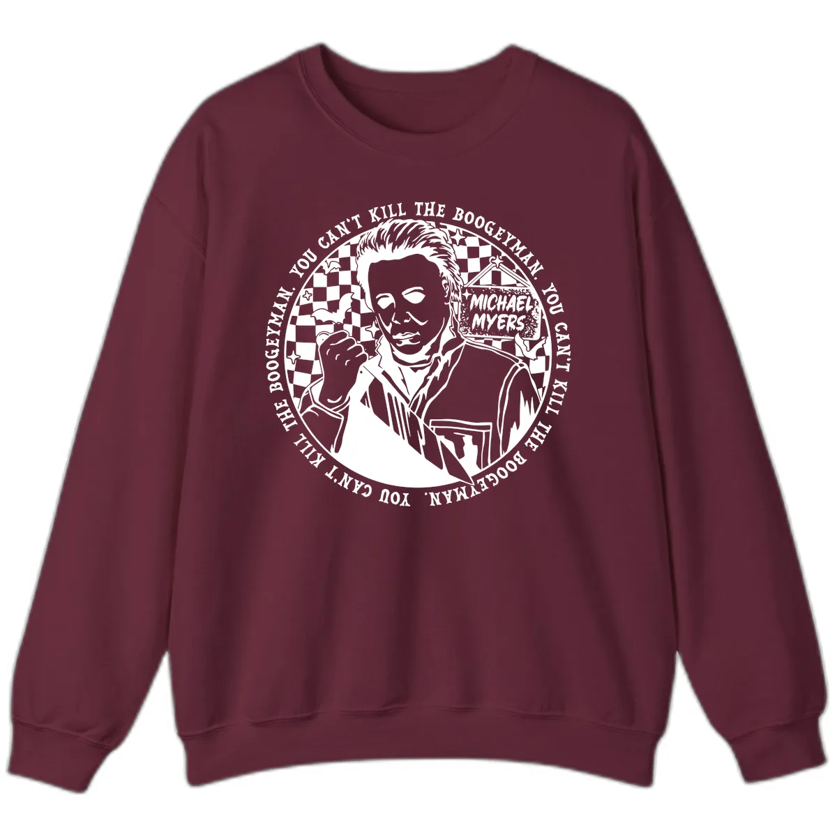 Michael Myers Boogeyman Halloween Graphic Sweatshirt in Maroon