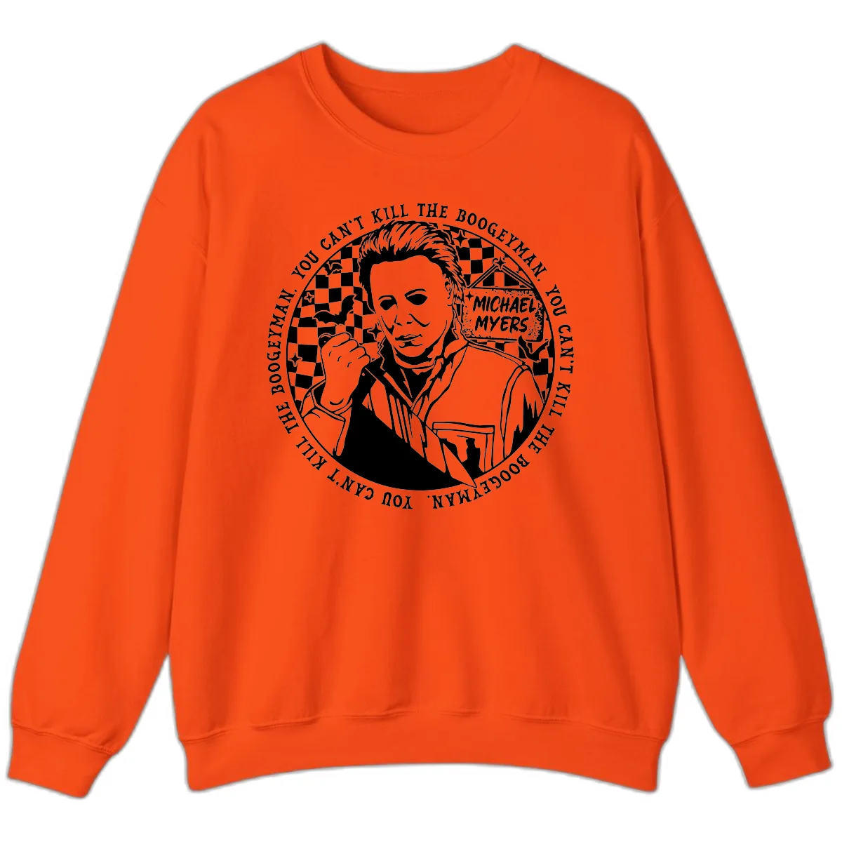 Michael Myers Boogeyman Halloween Graphic Sweatshirt in Orange