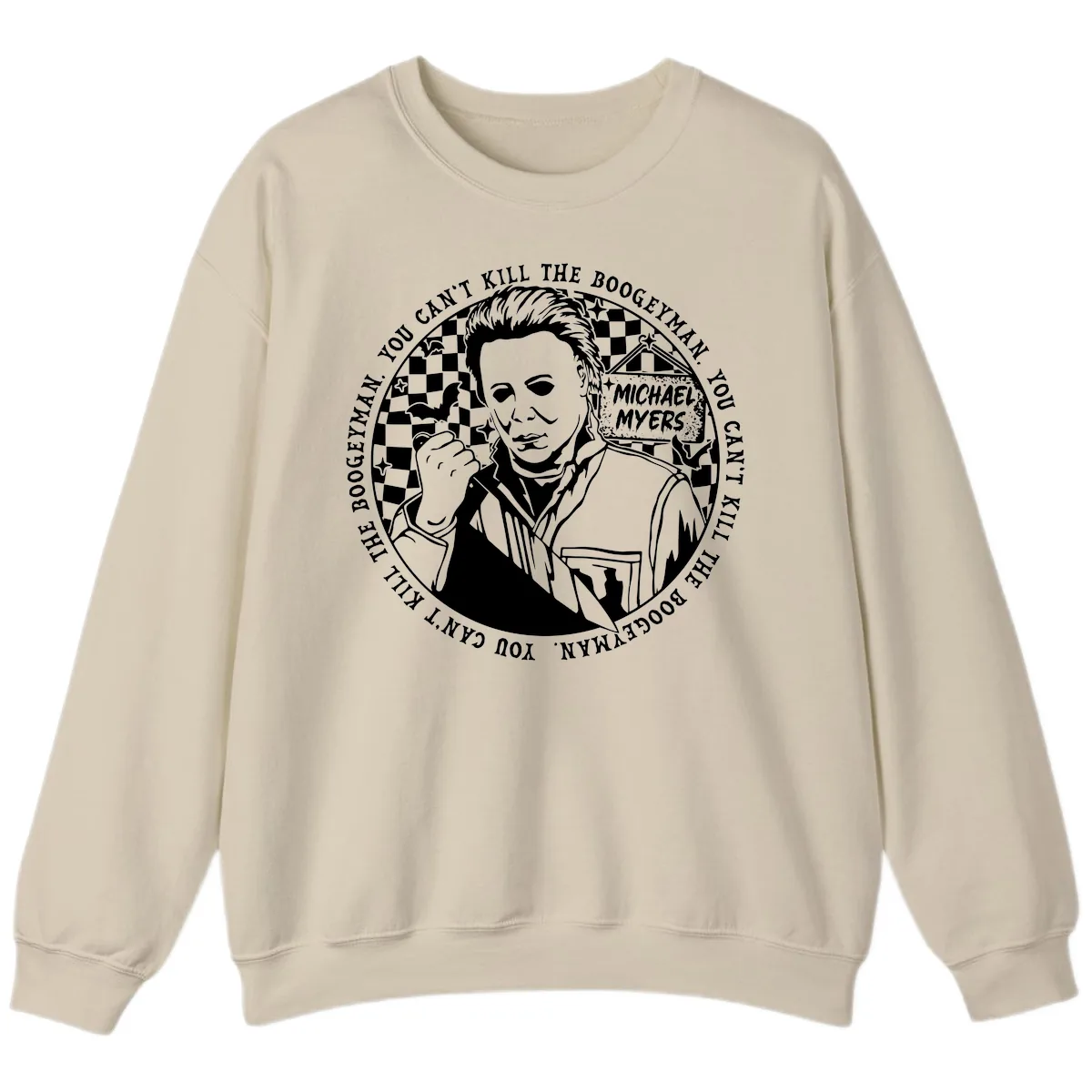Michael Myers Boogeyman Halloween Graphic Sweatshirt in Sand