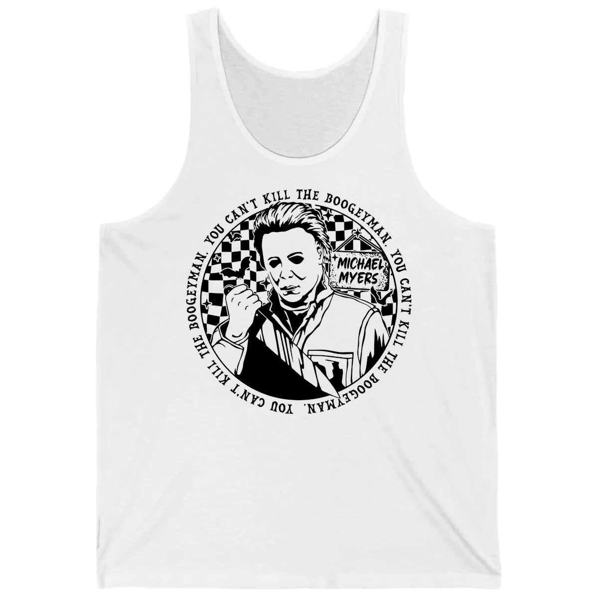Michael Myers Boogeyman Halloween Graphic Tank in White