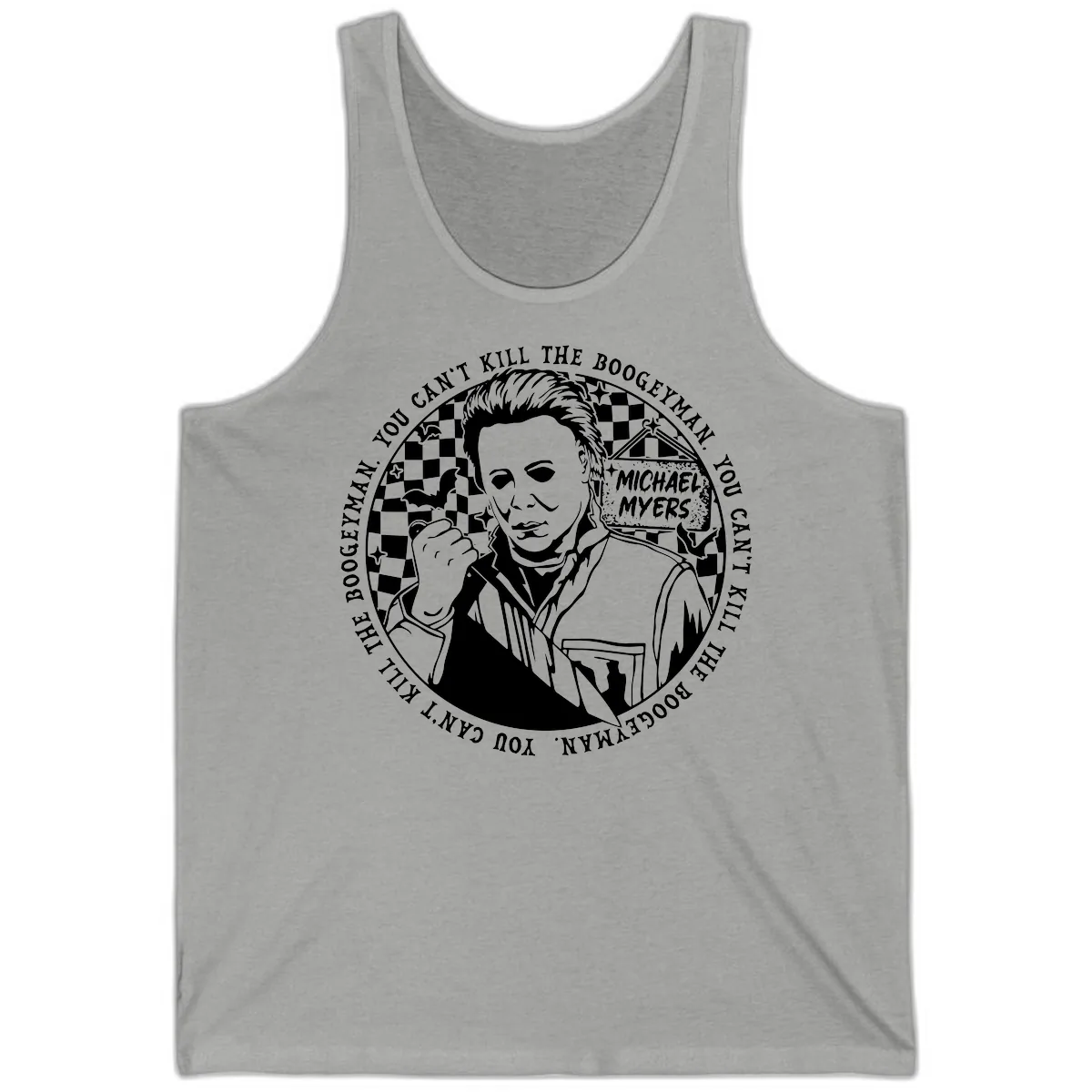 Michael Myers Boogeyman Halloween Graphic Tank in Athletic Heather
