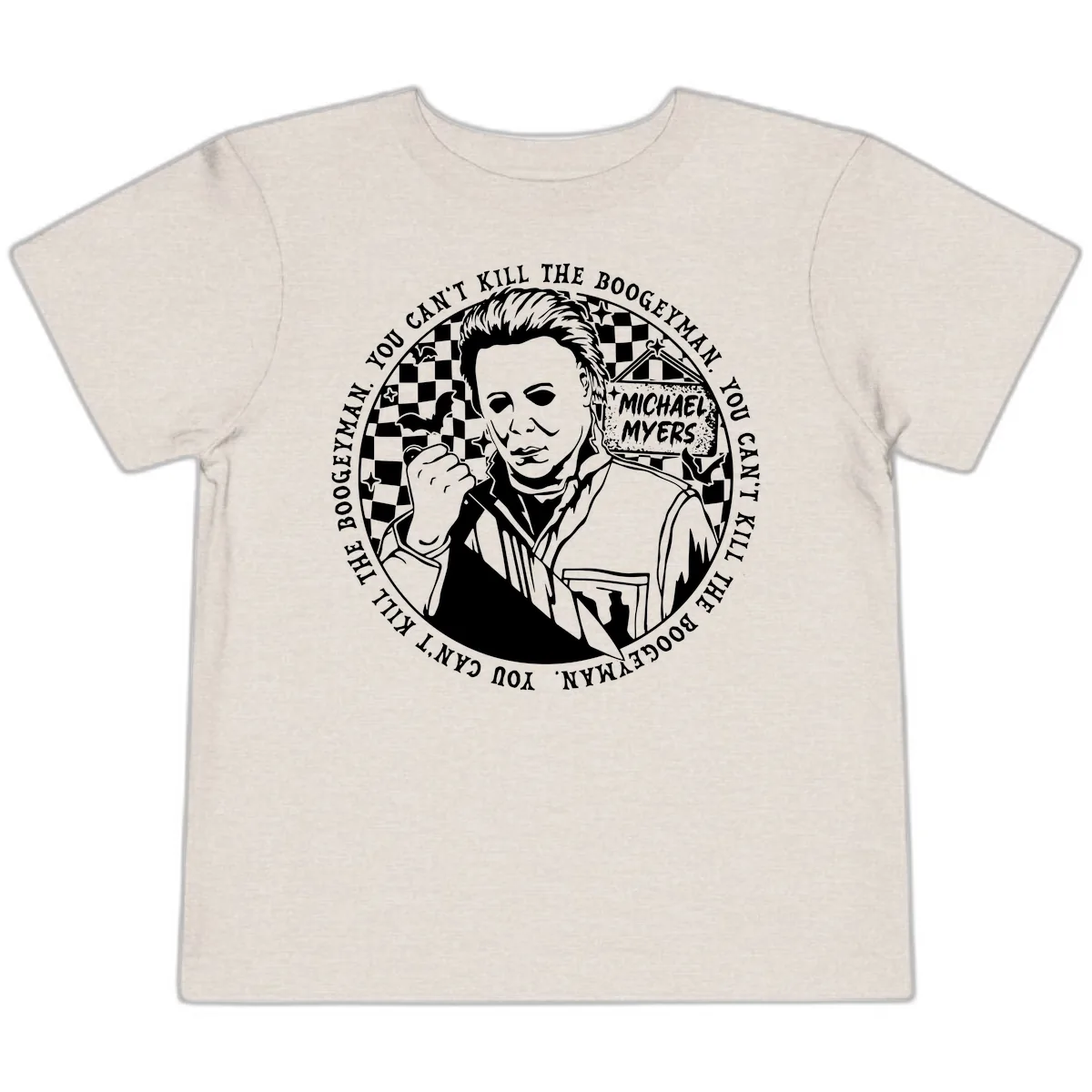 Michael Myers Boogeyman Halloween Graphic Toddler T-Shirt in Heather Dust