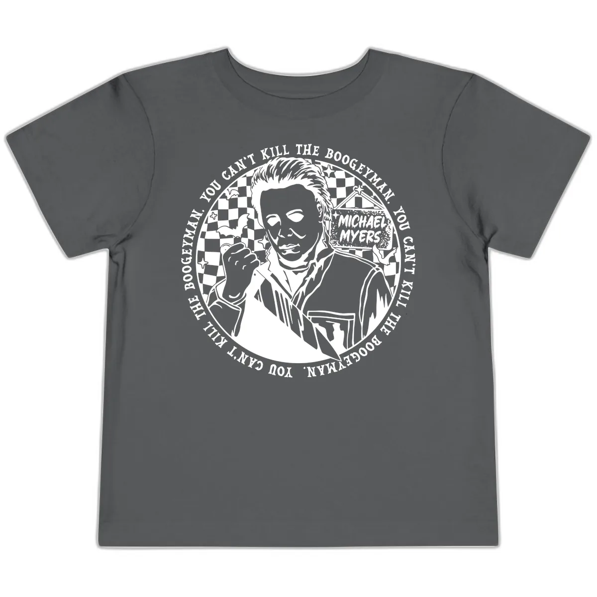 Michael Myers Boogeyman Halloween Graphic Toddler T-Shirt in Asphalt