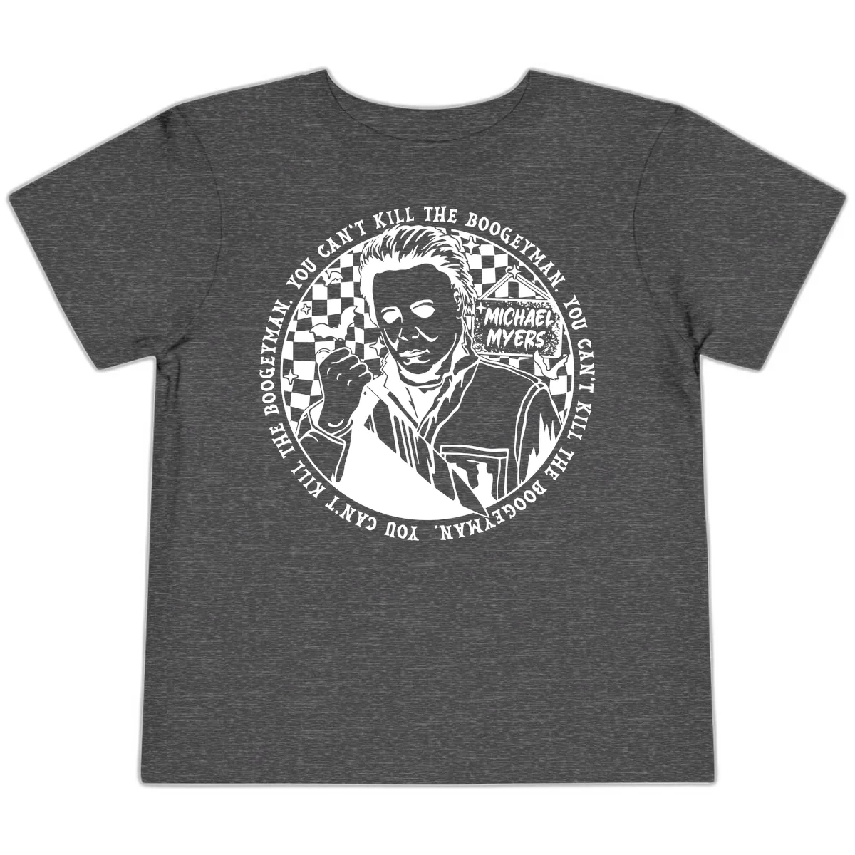 Michael Myers Boogeyman Halloween Graphic Toddler T-Shirt in Dark Heather Grey