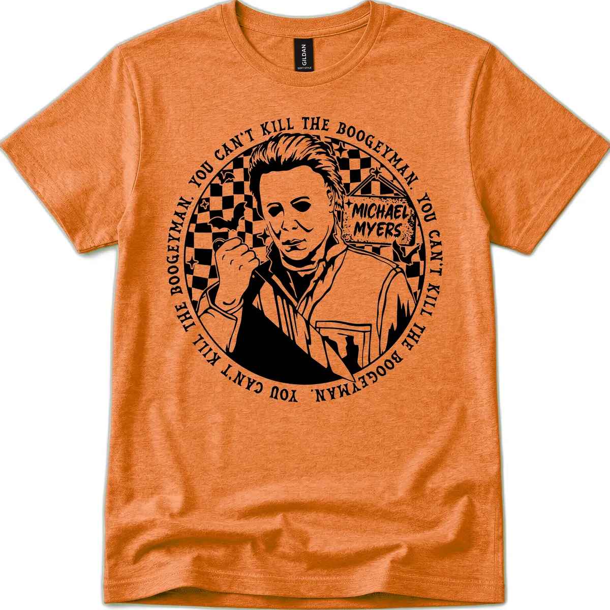 Michael Myers Boogeyman Halloween Graphic T-Shirt in Heather Orange