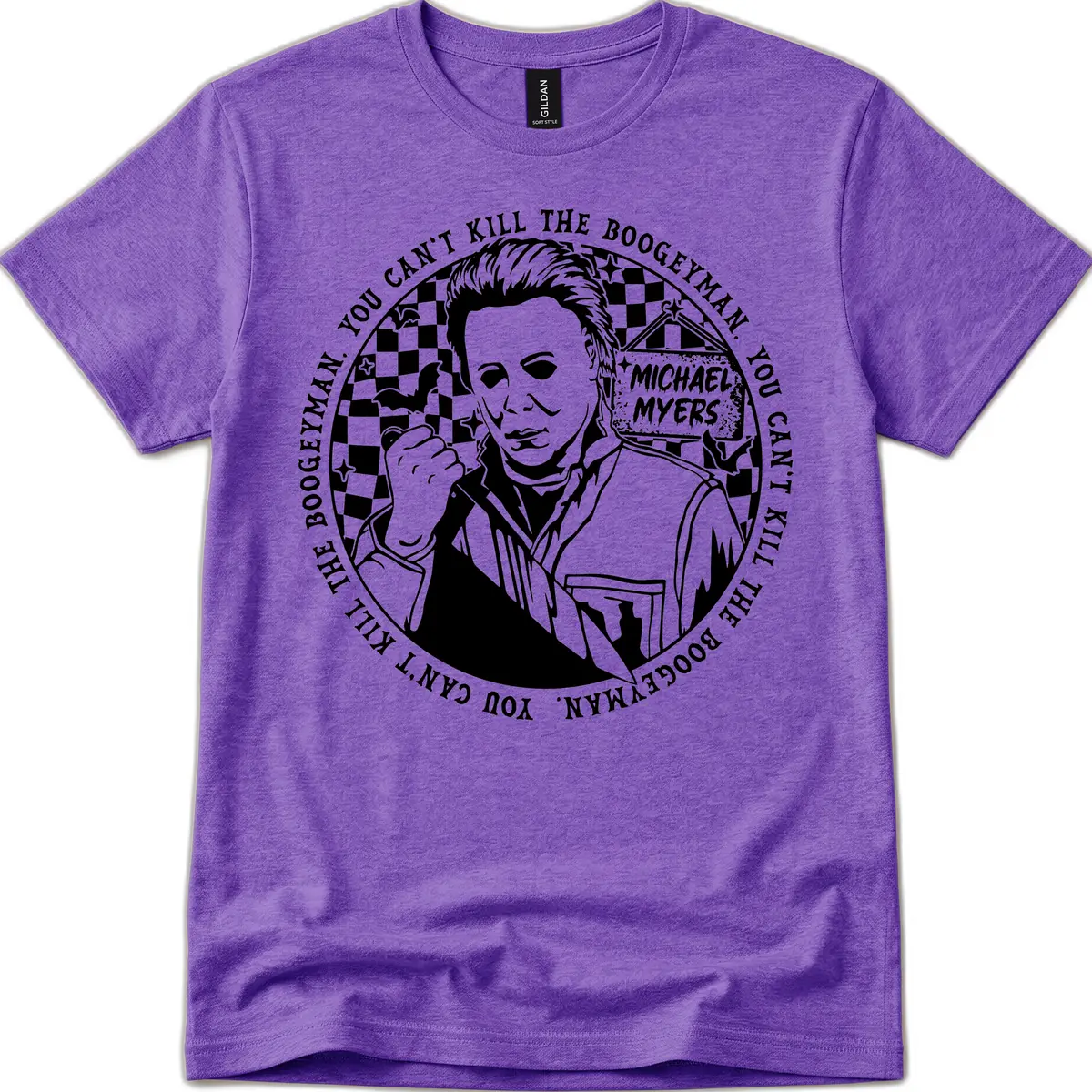 Michael Myers Boogeyman Halloween Graphic T-Shirt in Heather Purple