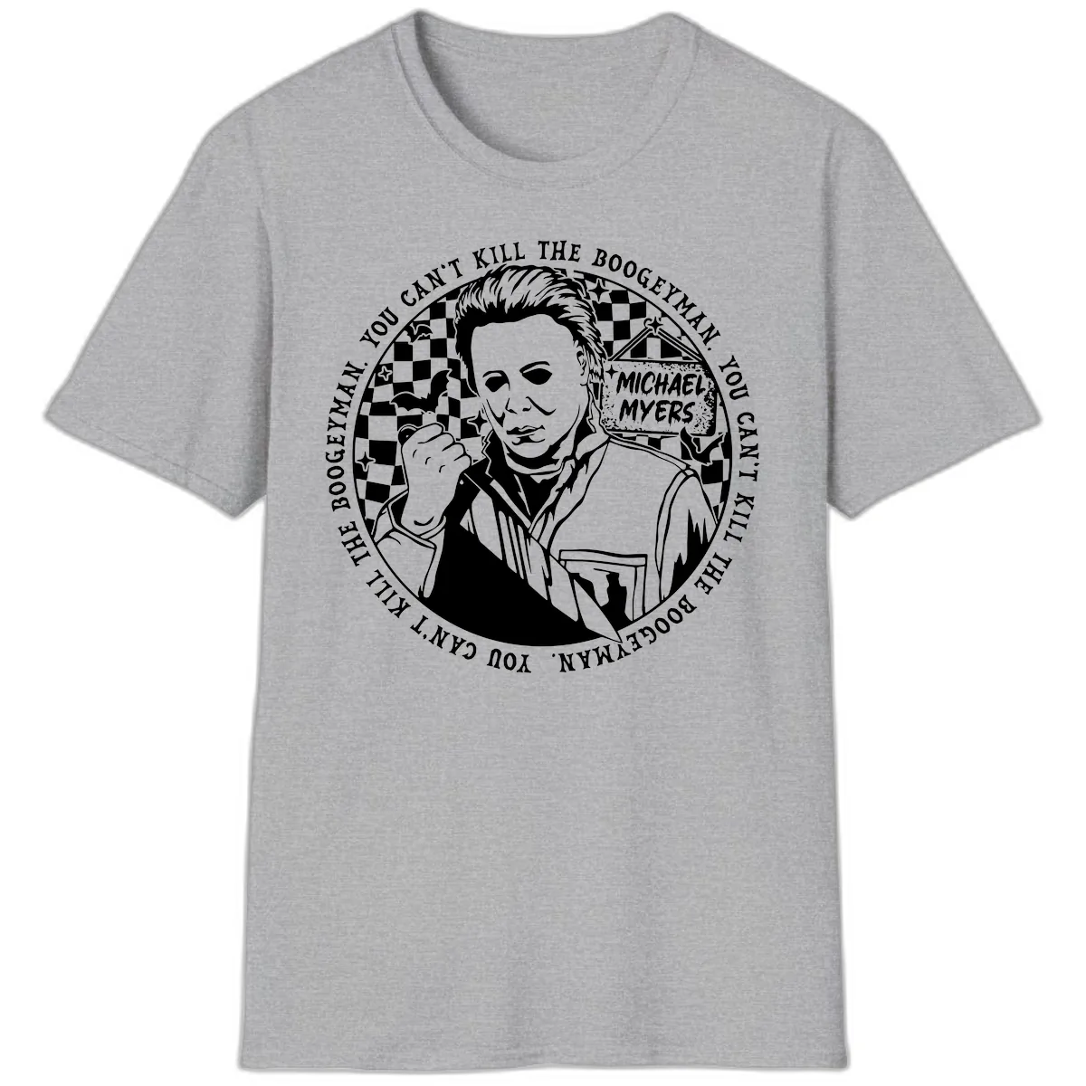 Michael Myers Boogeyman Halloween Graphic T-Shirt in Sport Grey