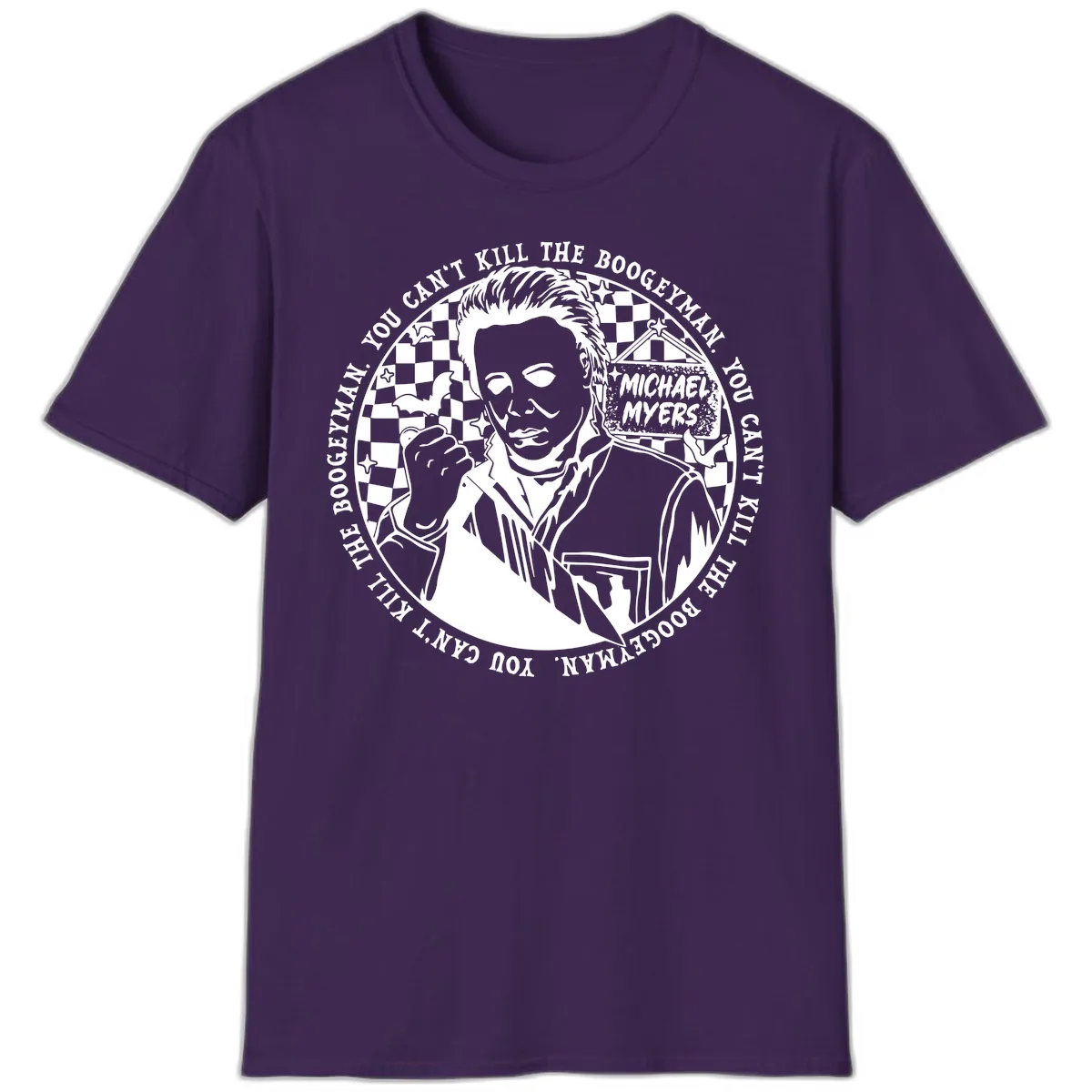 Michael Myers Boogeyman Halloween Graphic T-Shirt in Purple