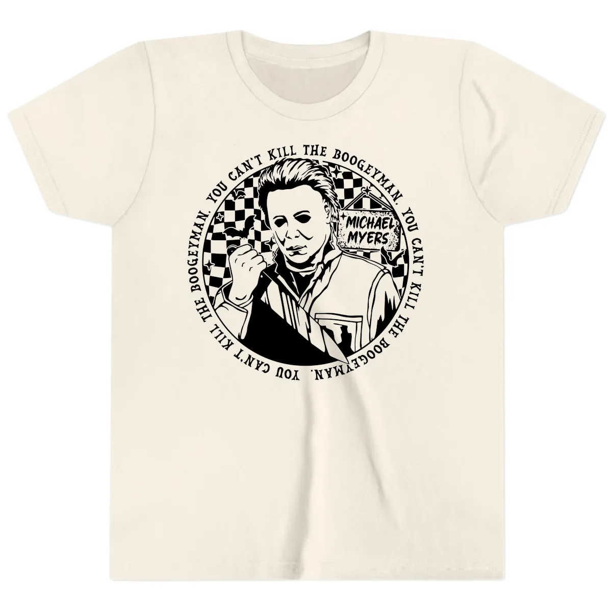Michael Myers Boogeyman Halloween Graphic Youth T-Shirt in Natural