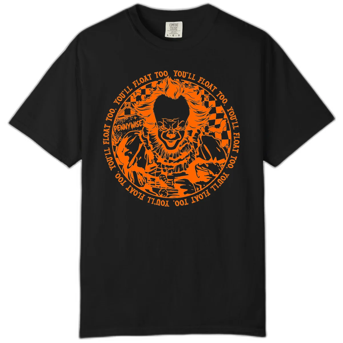 Pennywise You'll Float Too Horror Comfort Color in Black