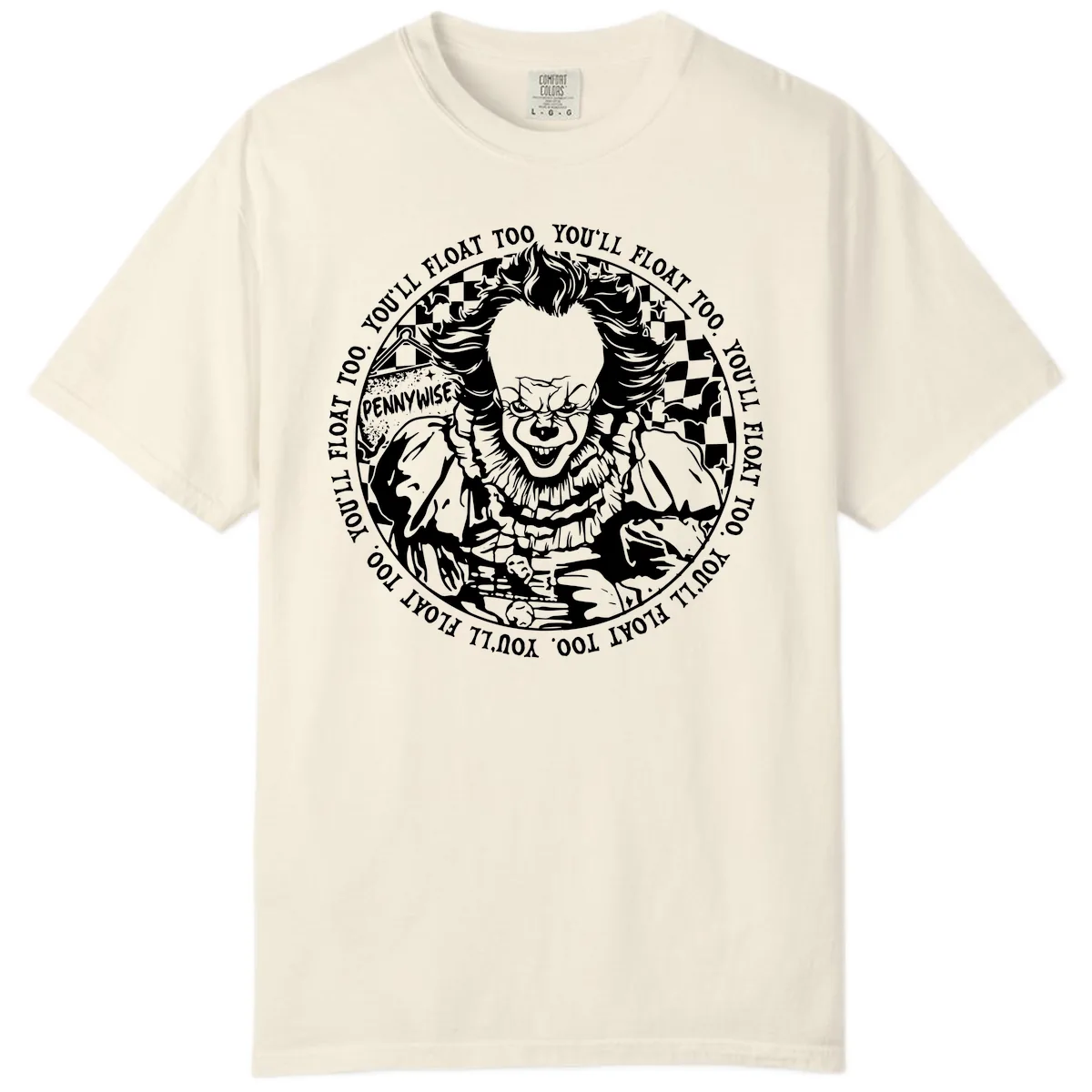 Pennywise You'll Float Too Horror Comfort Color in Ivory