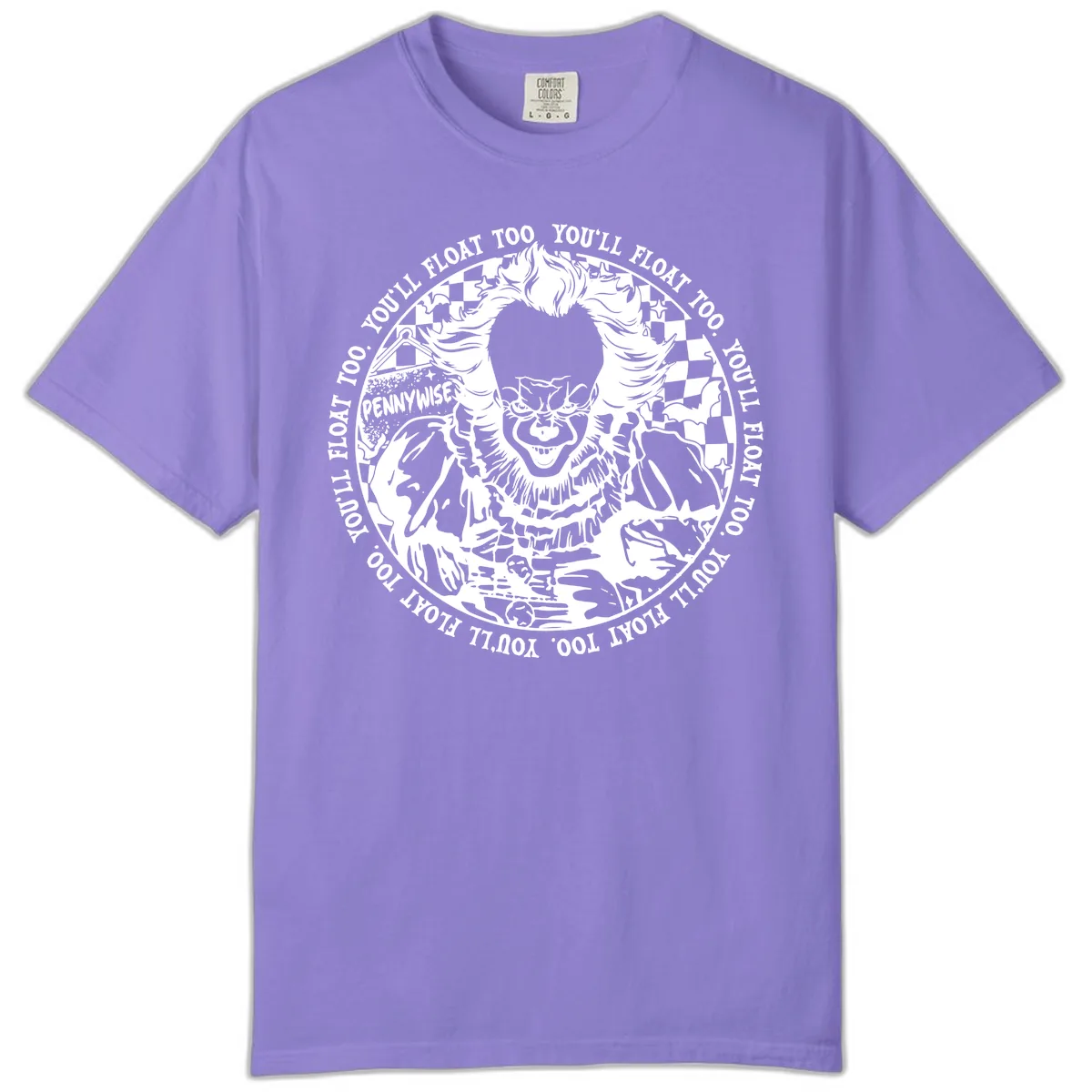 Pennywise You'll Float Too Horror Comfort Color in Violet