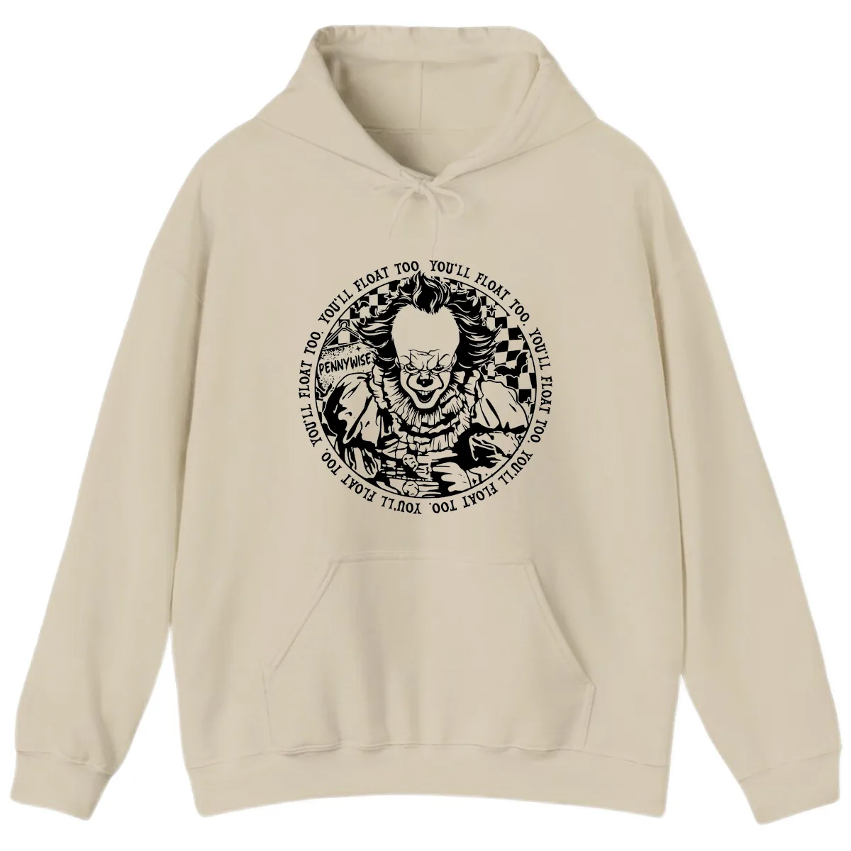 Pennywise You'll Float Too Horror Hoodie in Sand