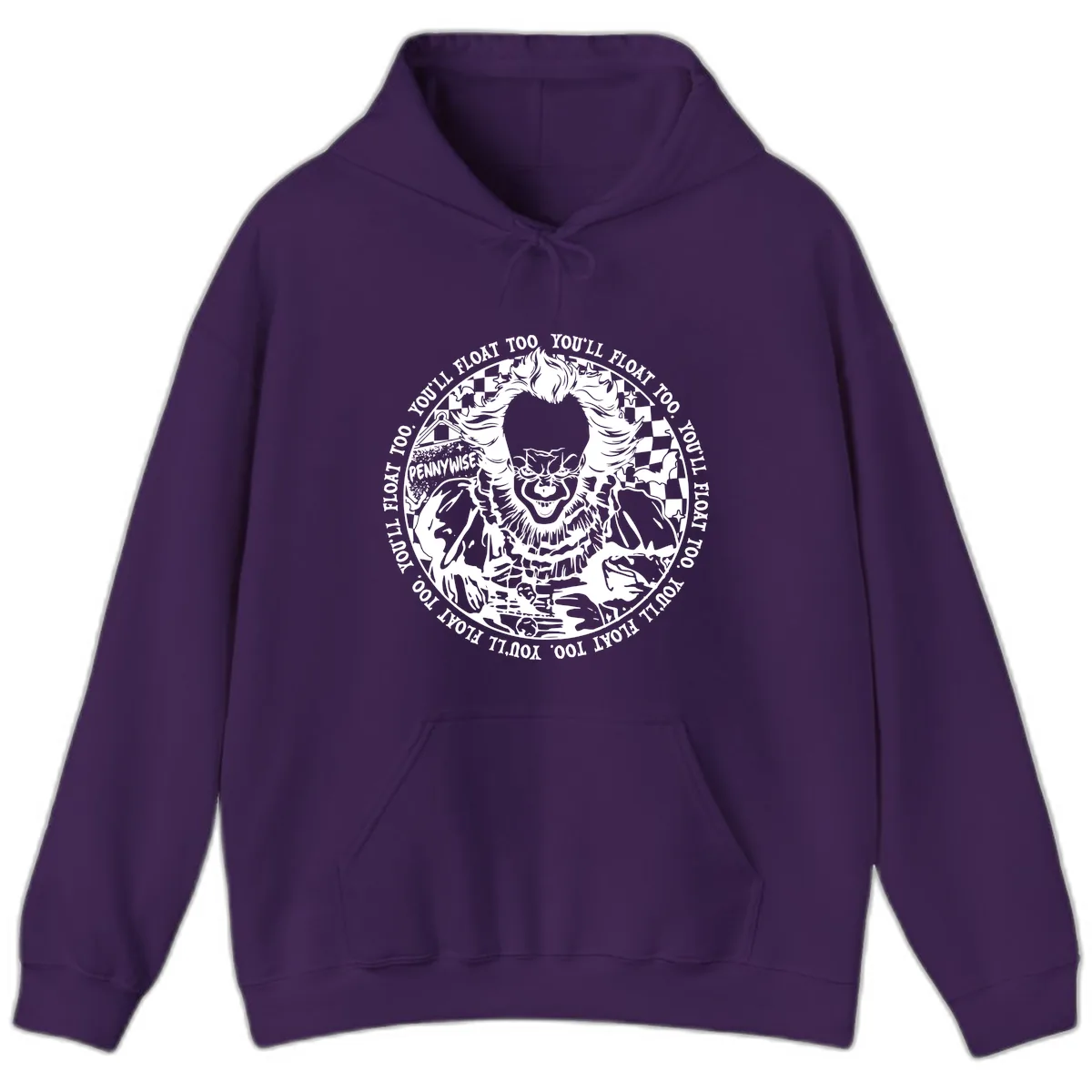 Pennywise You'll Float Too Horror Hoodie in Purple