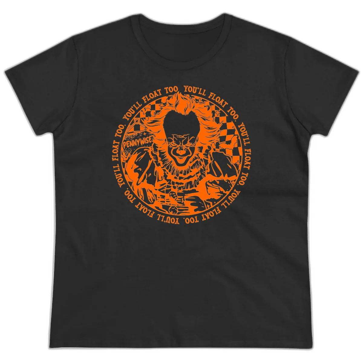 Pennywise You'll Float Too Horror Ladies Tee in Black