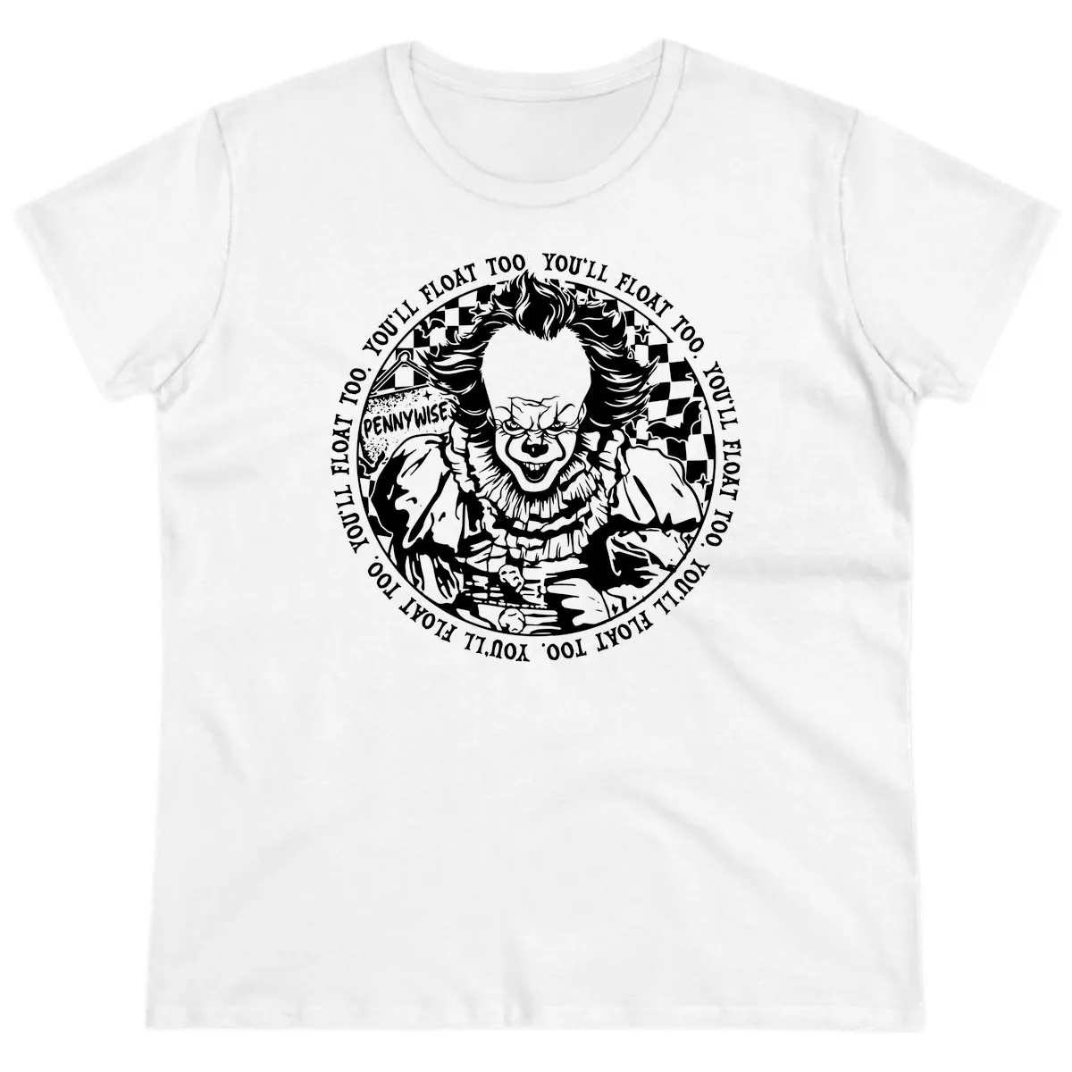 Pennywise You'll Float Too Horror Ladies Tee in White