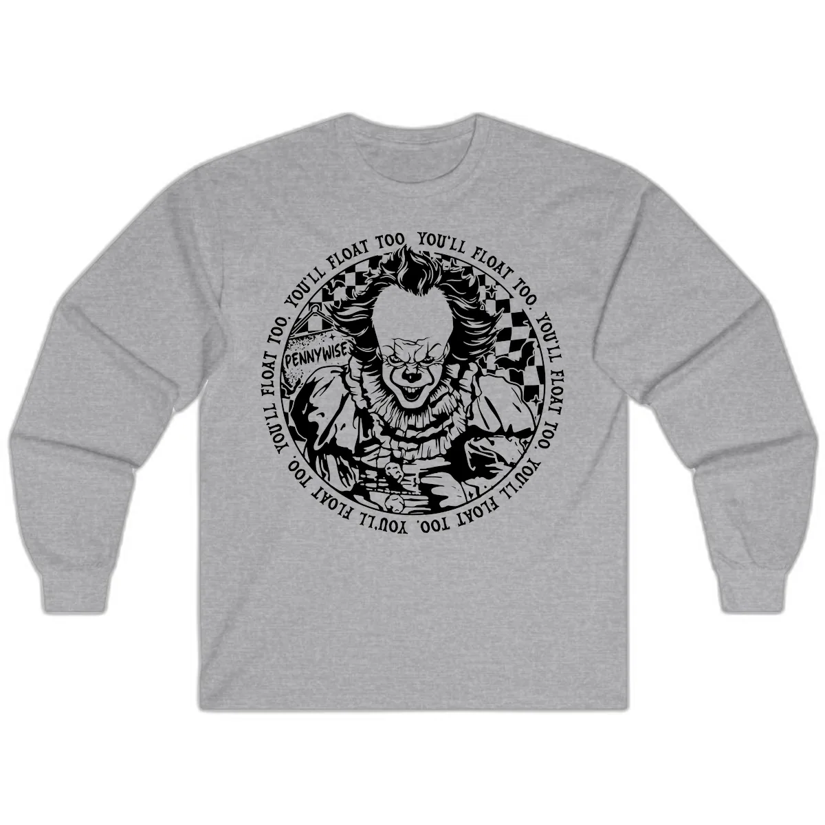 Pennywise You'll Float Too Horror Long Sleeve in Sport Grey