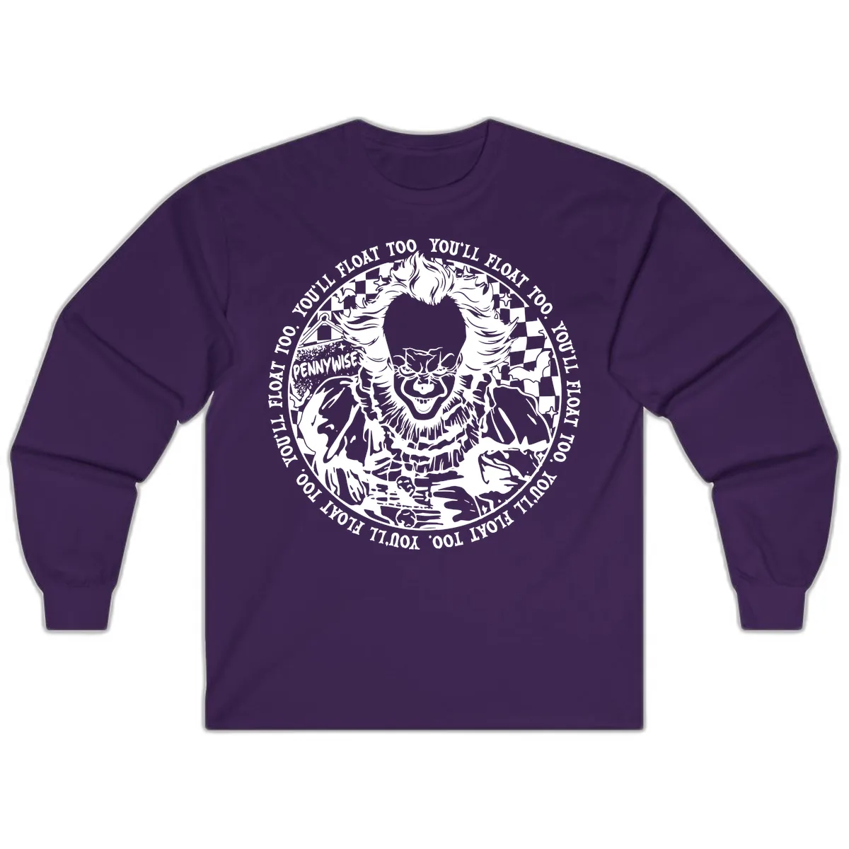 Pennywise You'll Float Too Horror Long Sleeve in Purple