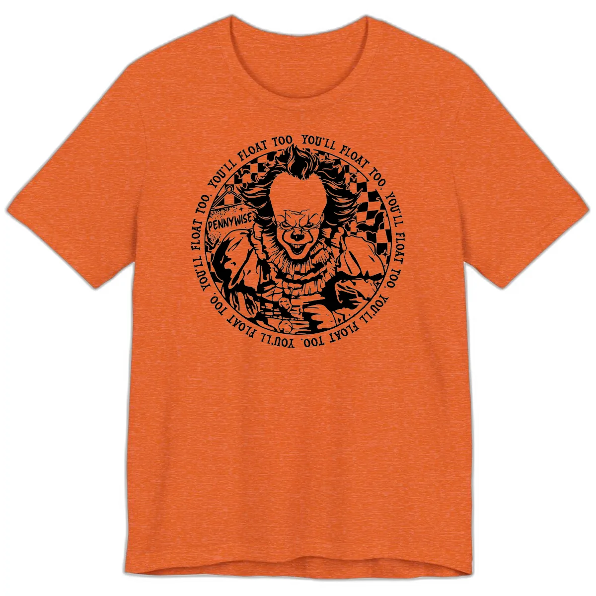 Pennywise You'll Float Too Horror Premium T-Shirt in Heather Orange