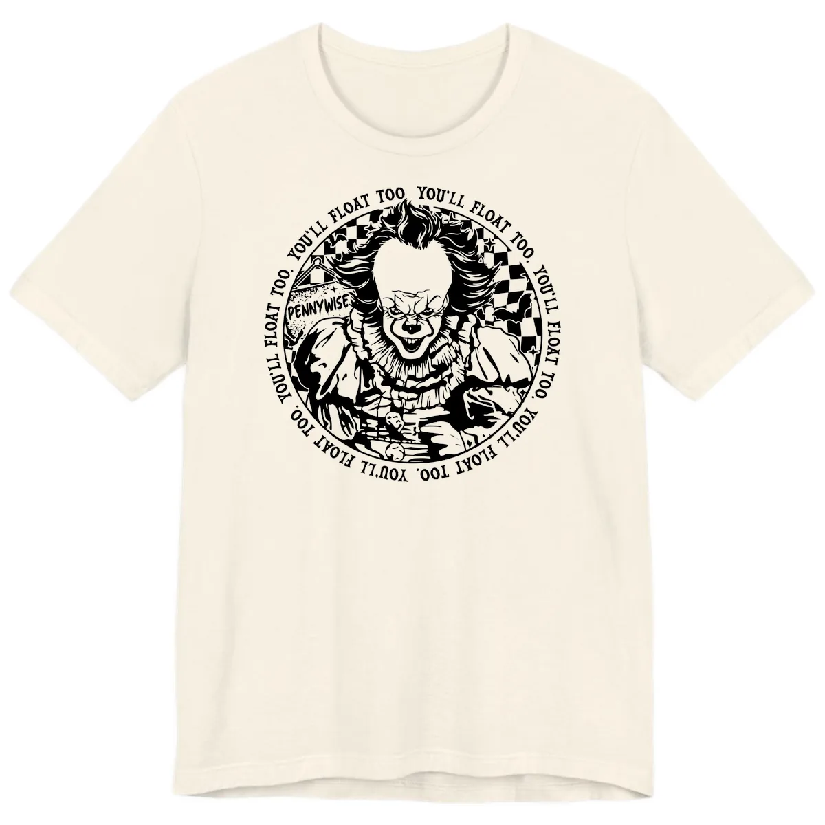 Pennywise You'll Float Too Horror Premium T-Shirt in Natural