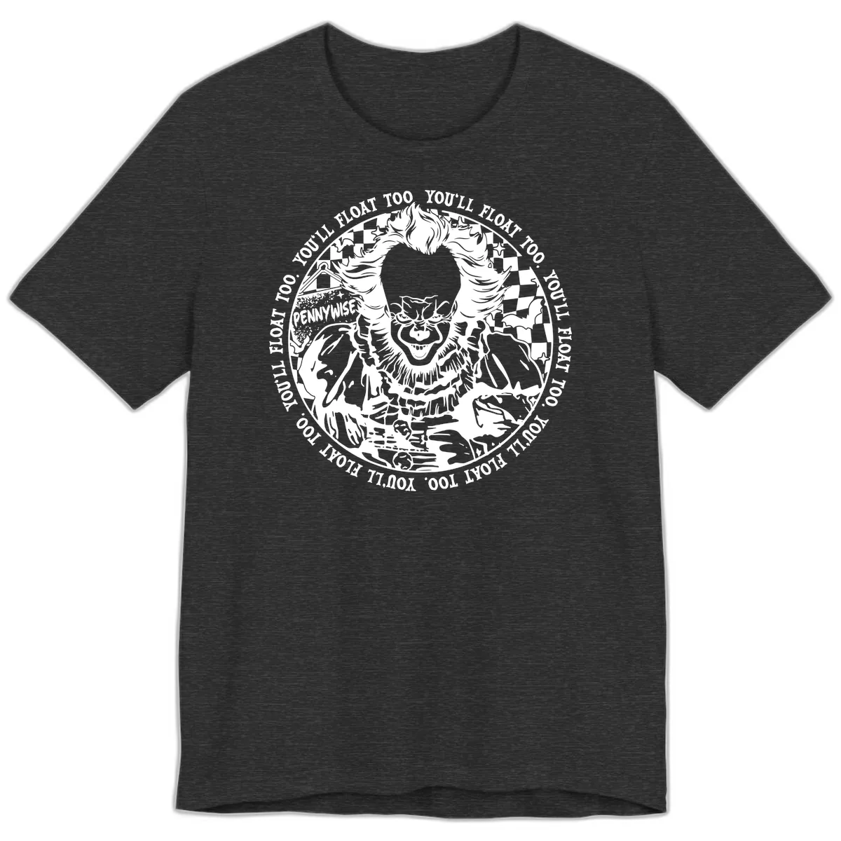 Pennywise You'll Float Too Horror Premium T-Shirt in Dark Grey Heather