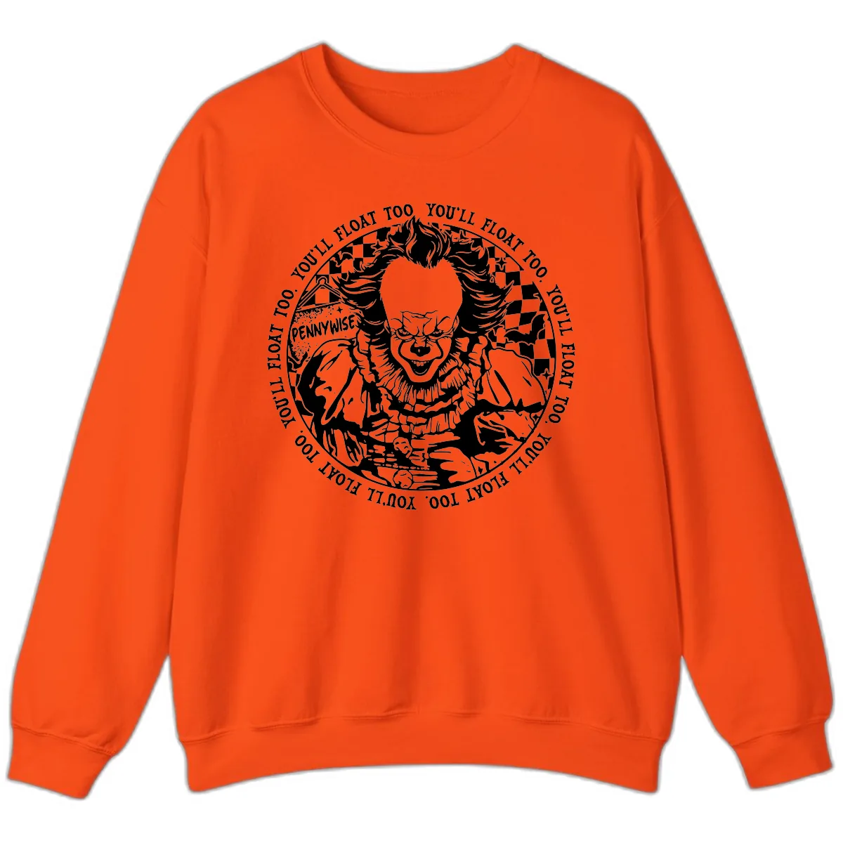 Pennywise You'll Float Too Horror Sweatshirt in Orange
