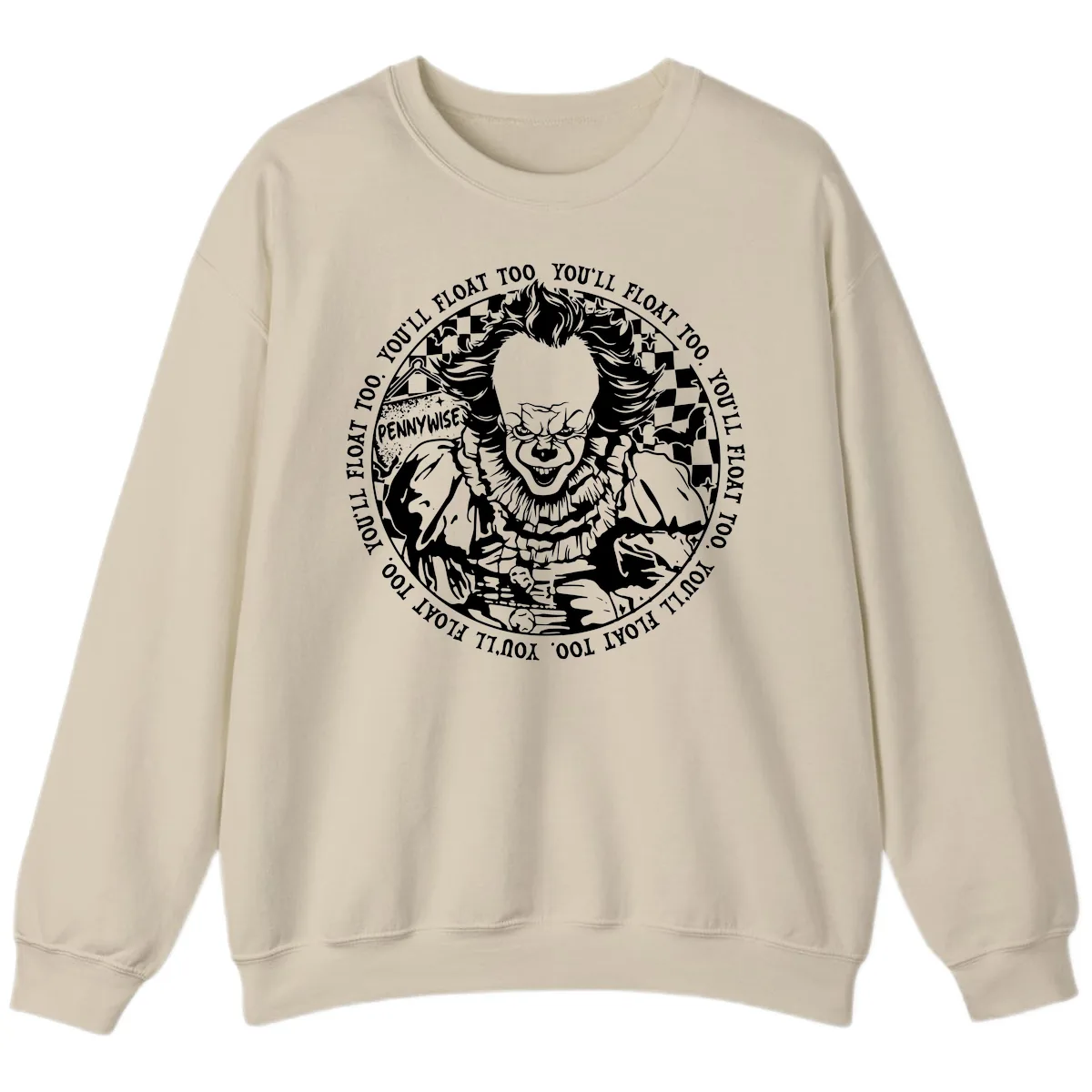 Pennywise You'll Float Too Horror Sweatshirt in Sand