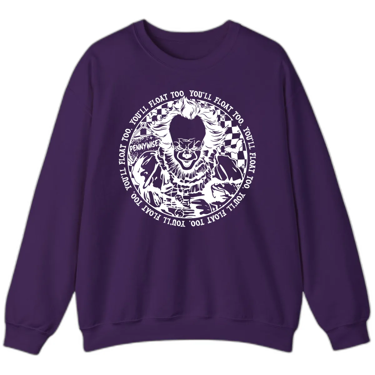 Pennywise You'll Float Too Horror Sweatshirt in Purple