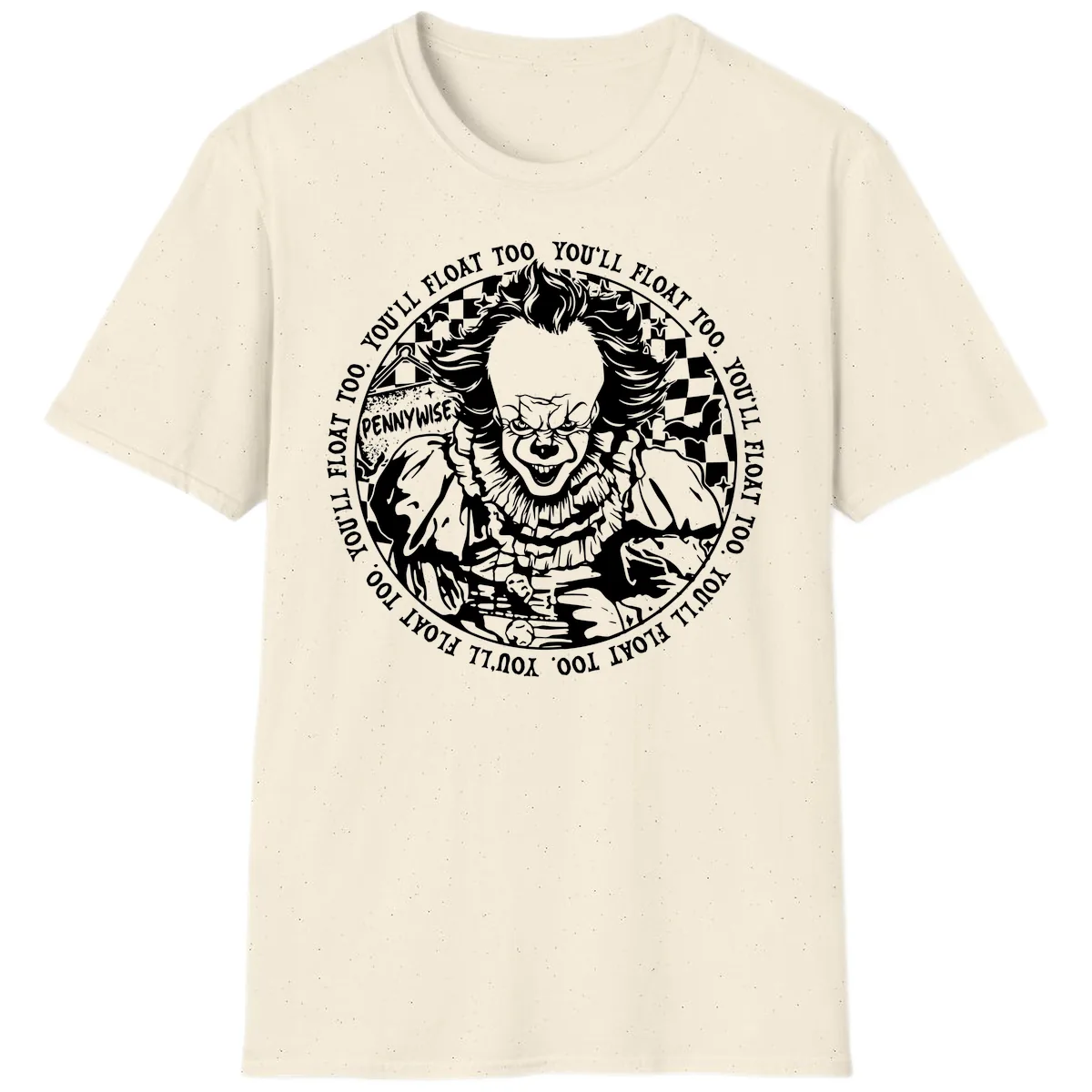 Pennywise You'll Float Too Horror T-Shirt in Natural