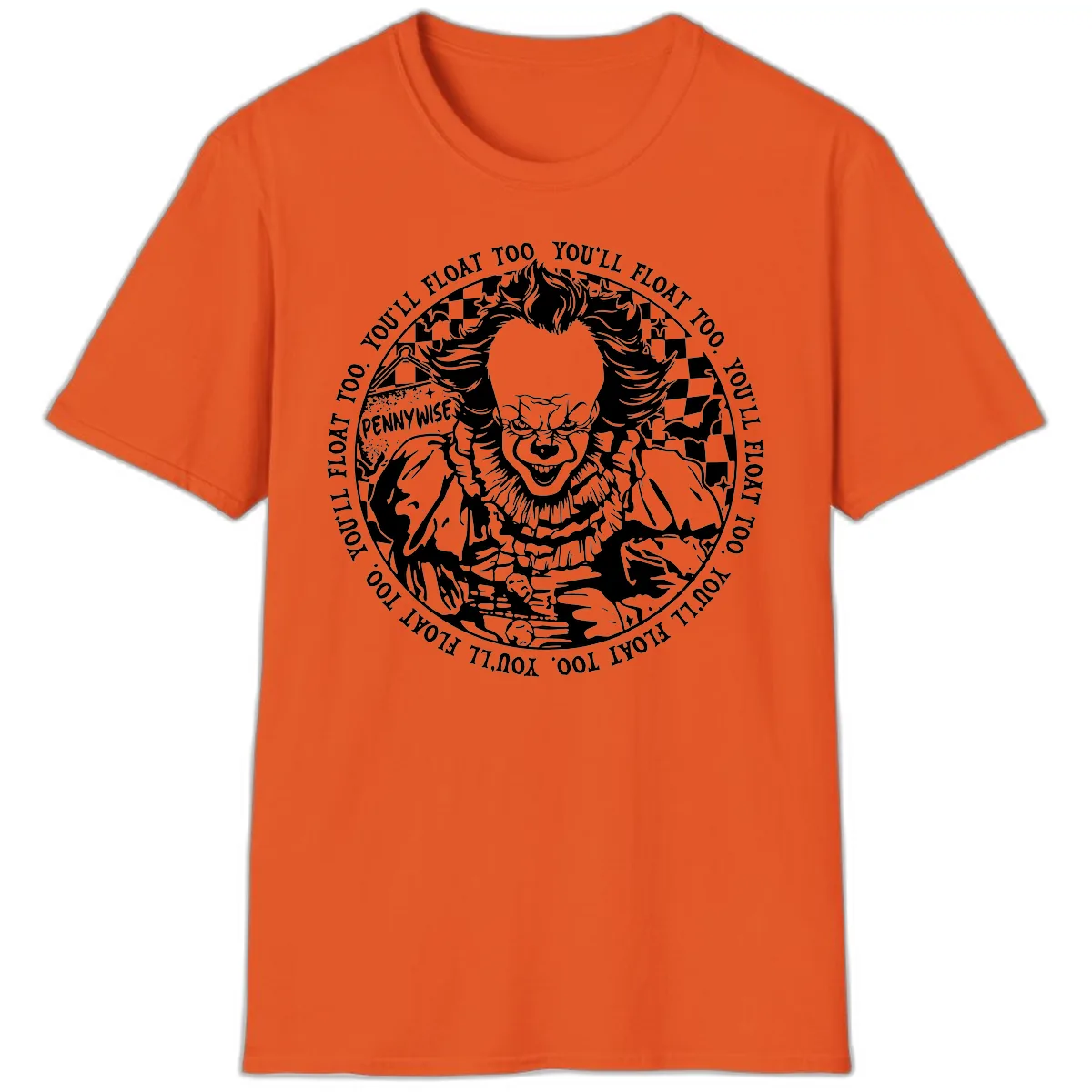 Pennywise You'll Float Too Horror T-Shirt in Orange