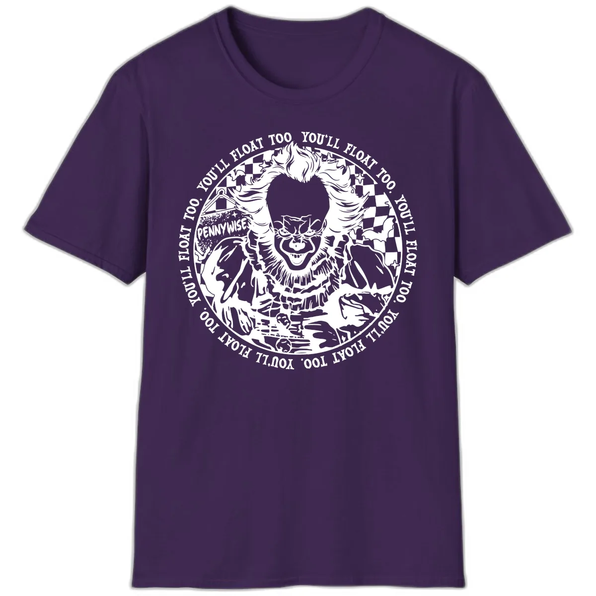 Pennywise You'll Float Too Horror T-Shirt in Purple