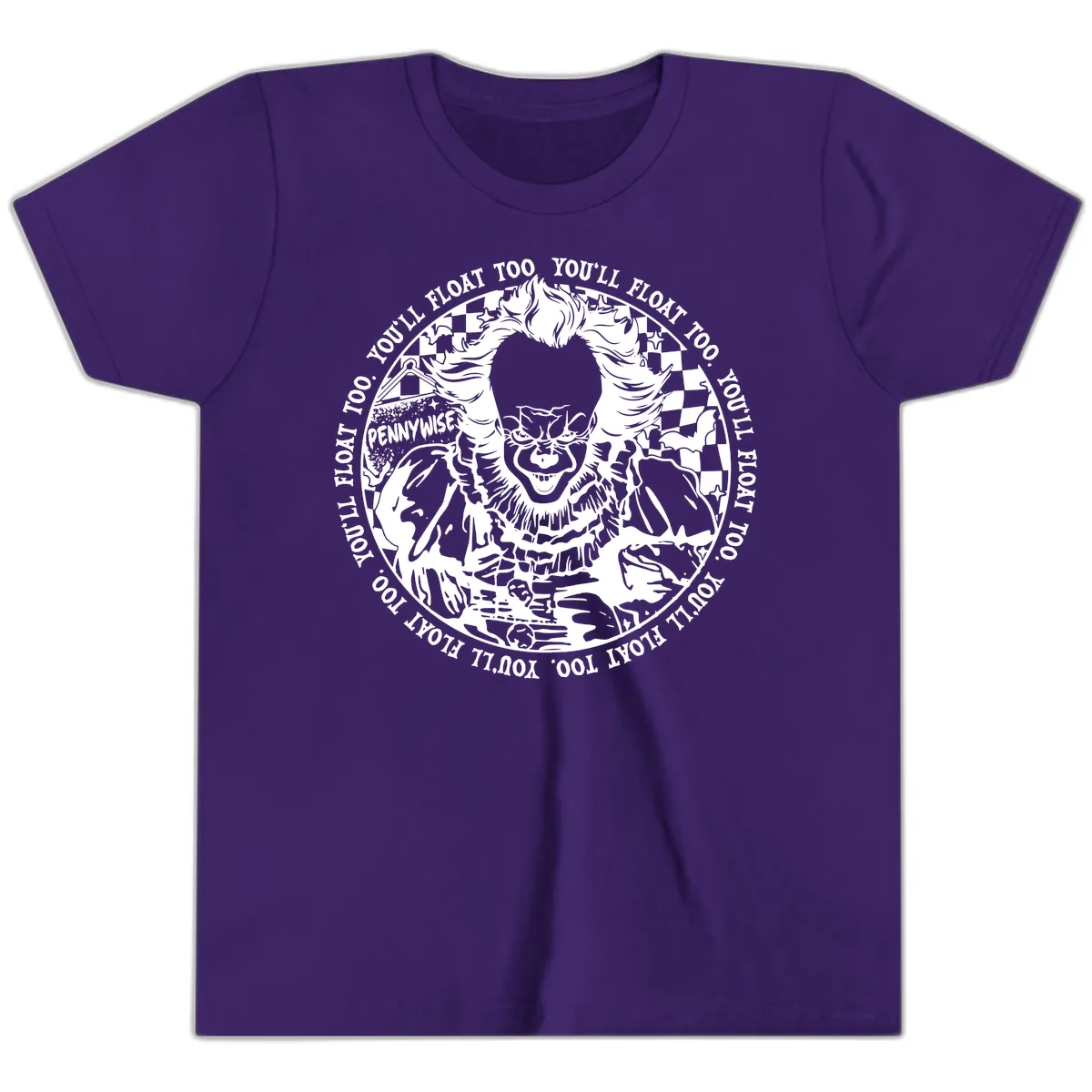 Pennywise You'll Float Too Horror Youth T-Shirt in Team Purple