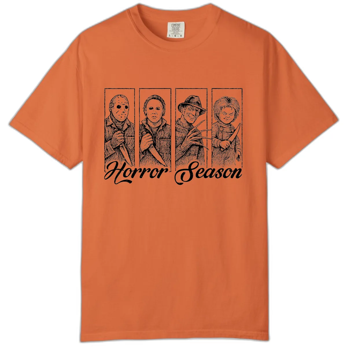 Classic Horror Characters Horror Season Comfort Color in Burnt Orange
