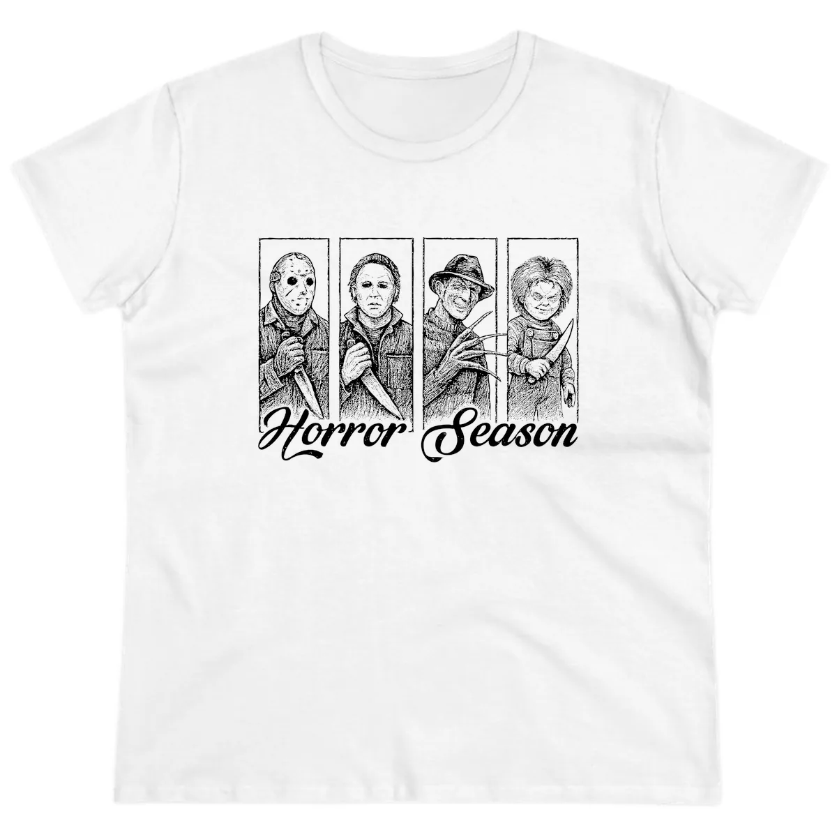 Classic Horror Characters Horror Season Ladies Tee in White
