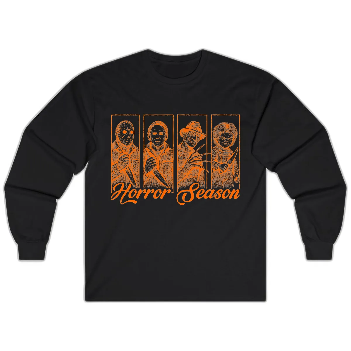 Classic Horror Characters Horror Season Long Sleeve in Black