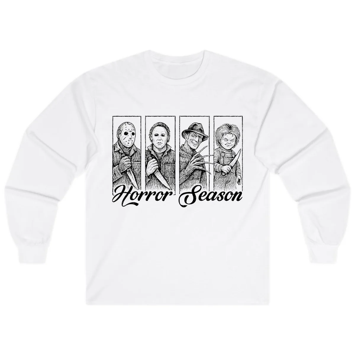 Classic Horror Characters Horror Season Long Sleeve in White