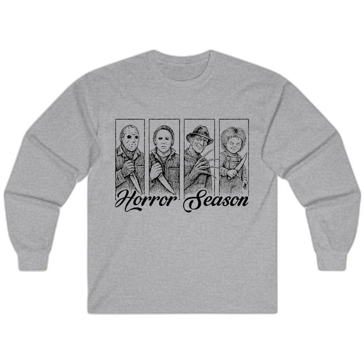 Classic Horror Characters Horror Season Long Sleeve in Sport Grey