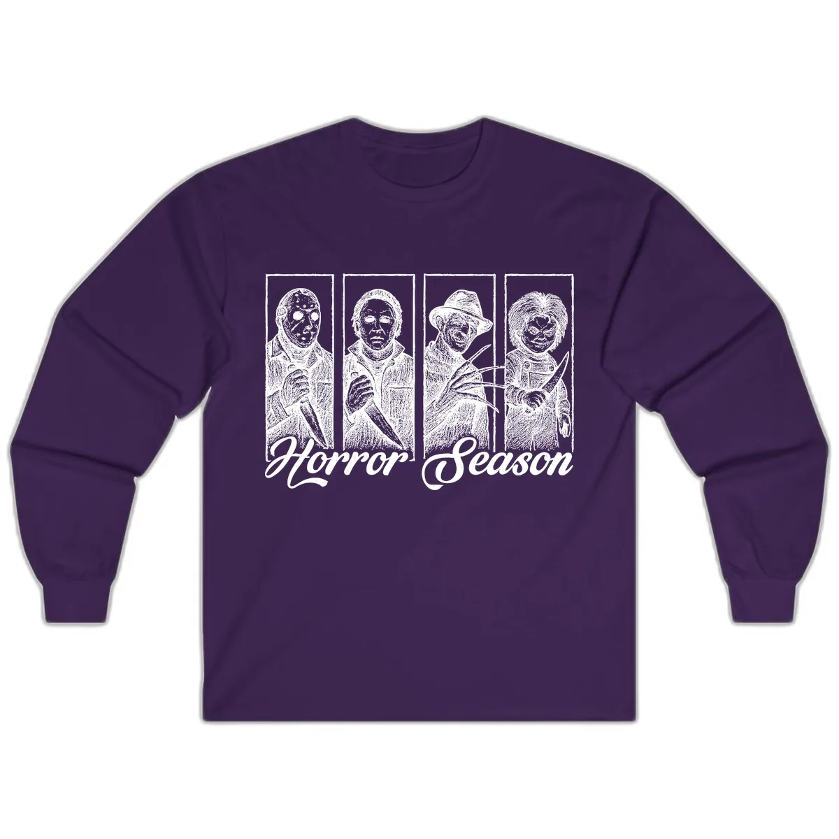 Classic Horror Characters Horror Season Long Sleeve in Purple