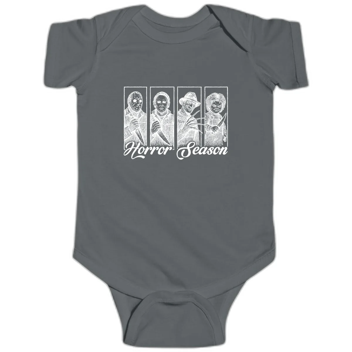 Classic Horror Characters Horror Season Baby Onesie in Charcoal