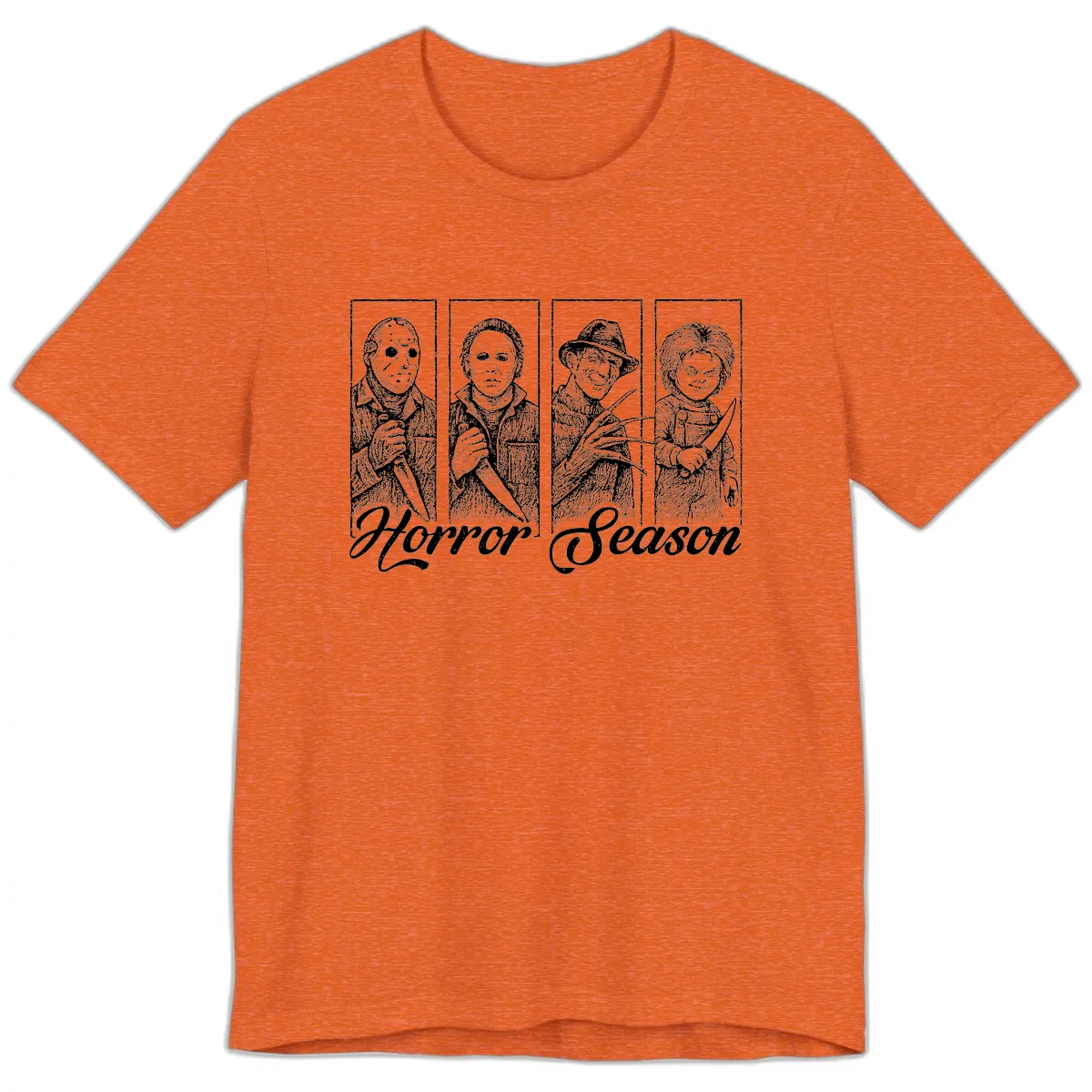 Classic Horror Characters Horror Season Premium T-Shirt in Heather Orange