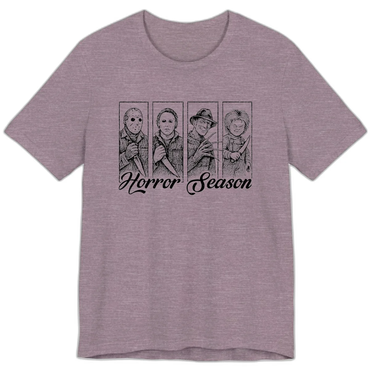Classic Horror Characters Horror Season Premium T-Shirt in Heather Purple