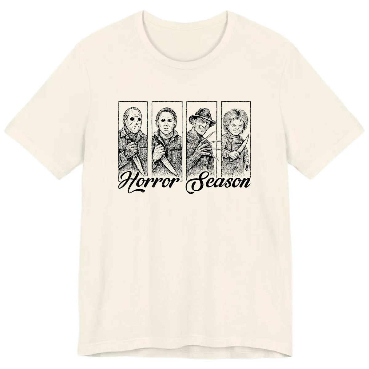 Classic Horror Characters Horror Season Premium T-Shirt in Natural