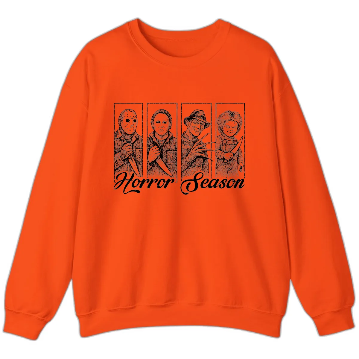 Classic Horror Characters Horror Season Sweatshirt in Orange