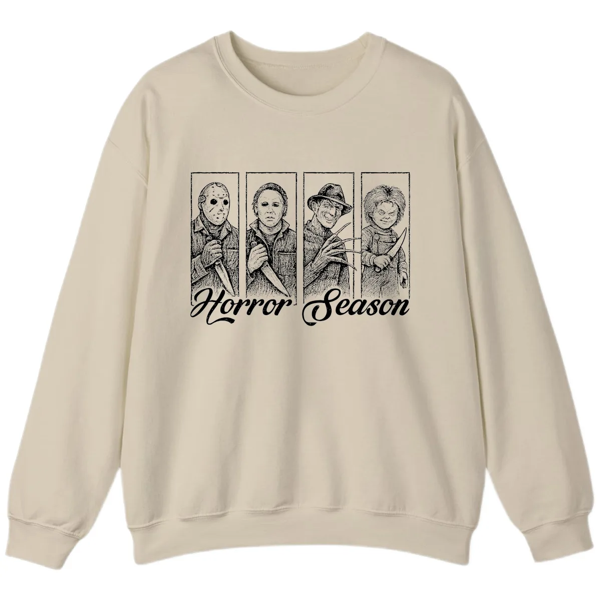 Classic Horror Characters Horror Season Sweatshirt in Sand