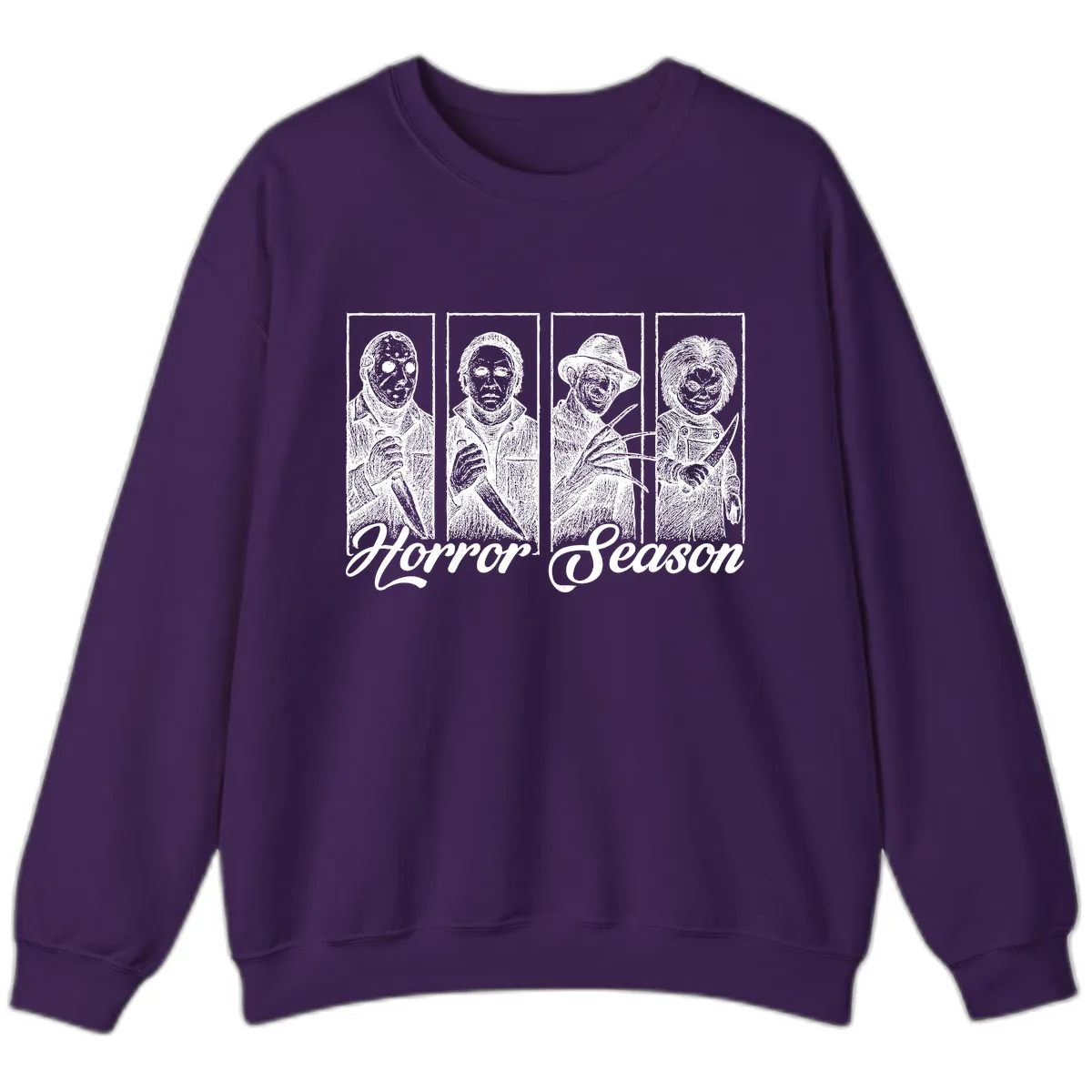 Classic Horror Characters Horror Season Sweatshirt in Purple